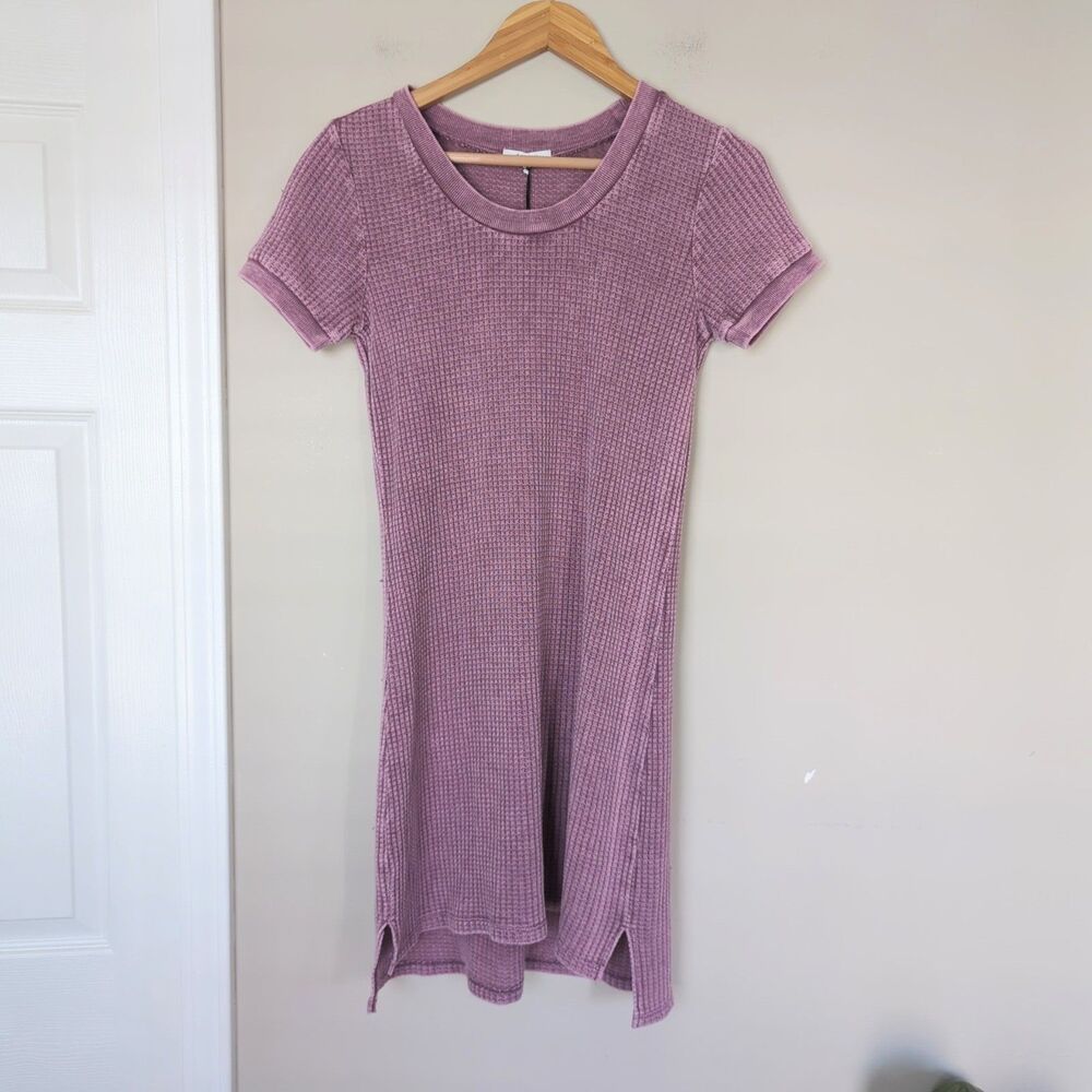 Z Supply NWT Washed Purple Waffle Knit T Shirt Short Sleeve Dress XS Relaxed